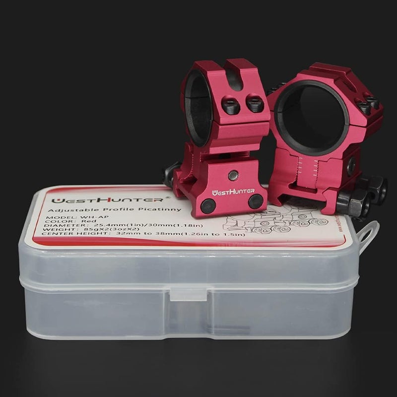 WestHunter Optics Adjustable Height Picatinny Scope Rings, 1 Inch 30 mm Precision Scope Mount | 6 Colors - Image 5